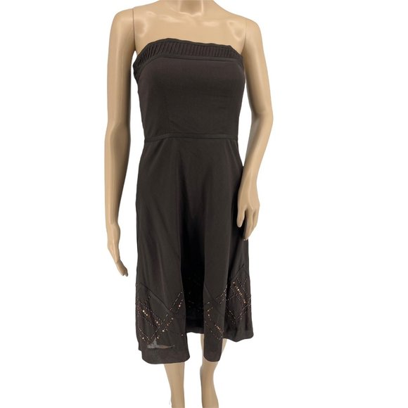 Ann Taylor Loft strapless dress 2 brown metallic beaded NWT - Picture 1 of 12